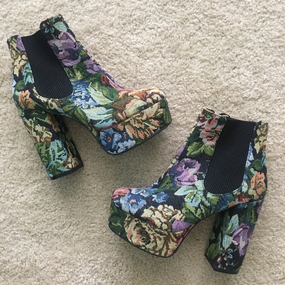 Forever 21 floral platform boots